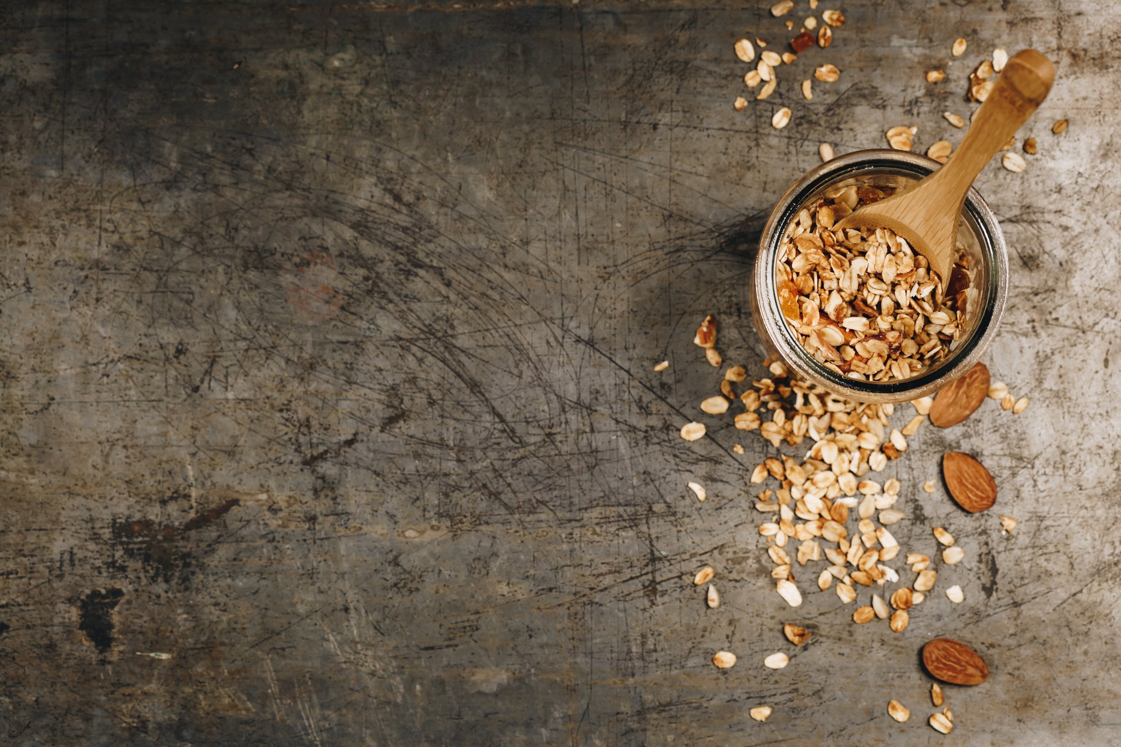 Healthy homemade granola with nuts and dried fruits. Granola